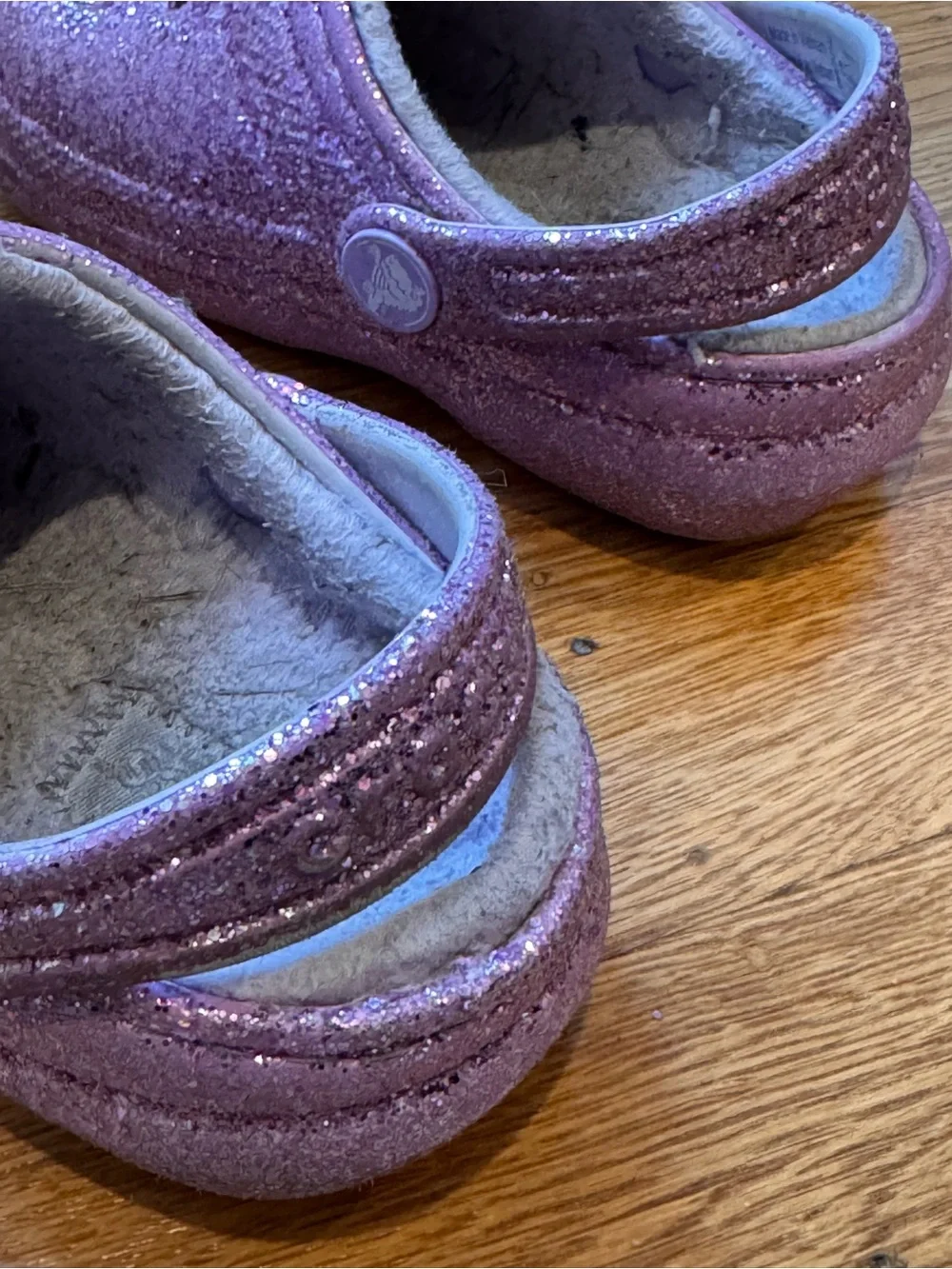 CROCS Kids Glitter Purple classic lined Clogs Sz 8C